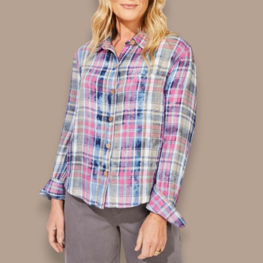 Escape - Brushed Plaid Button-Up Shirt