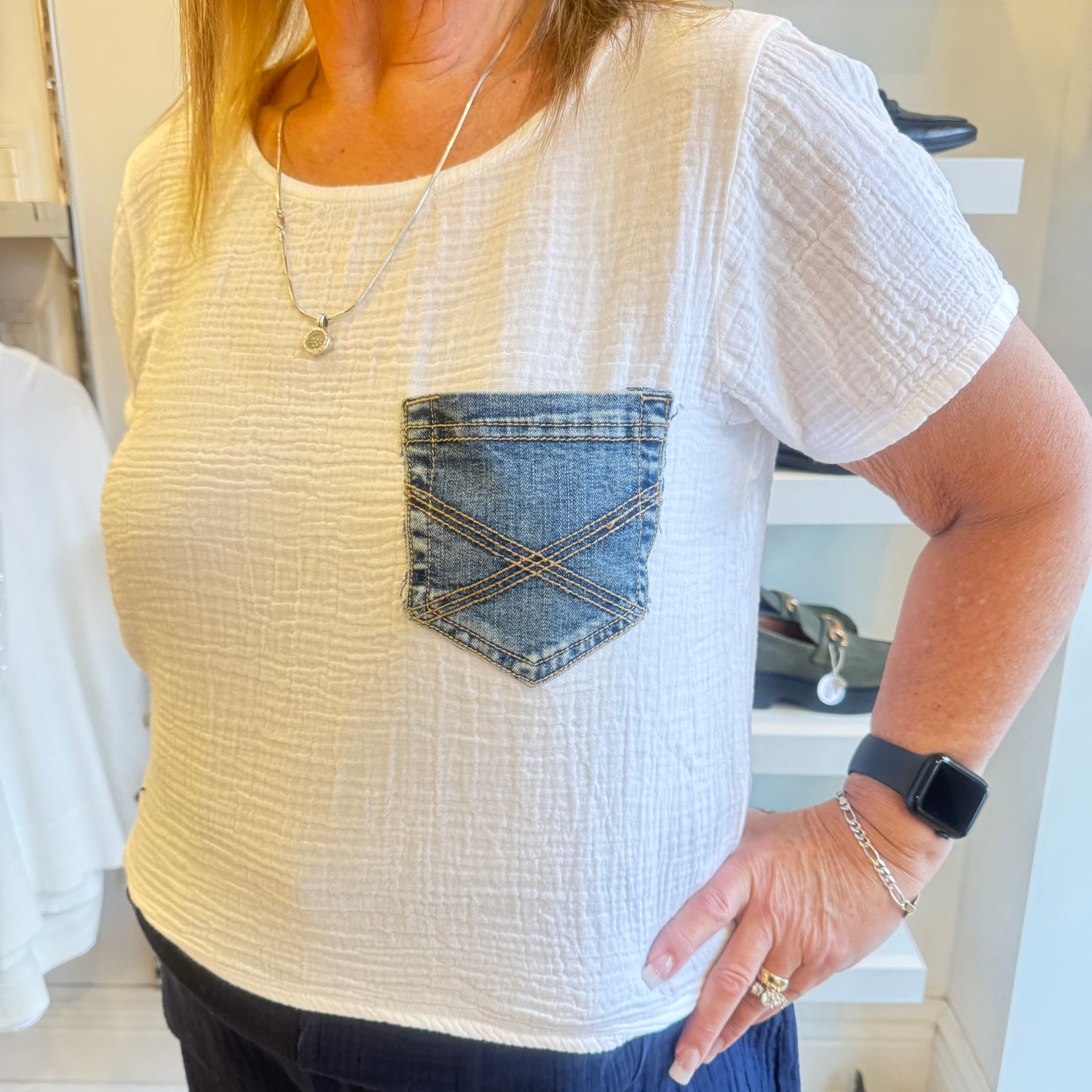 Shannon Passero - Short Sleeve Top With Jean Pocket Detail