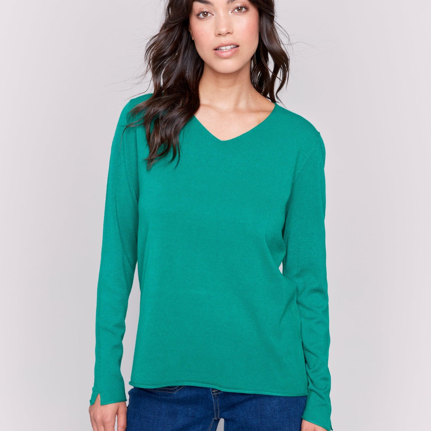 Charlie B - V-Neck Long Sleeve Sweater