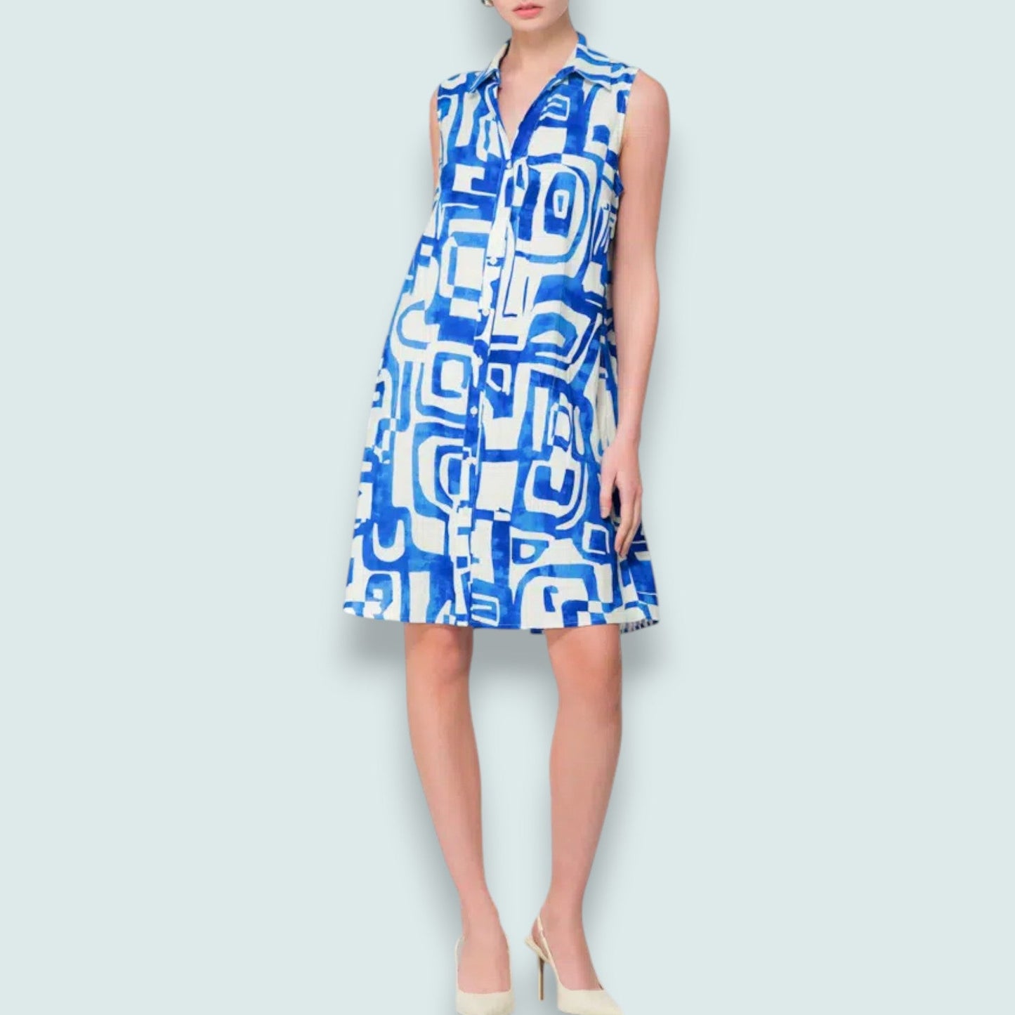Elena Wang - Geo Sleeveless Shirt Dress