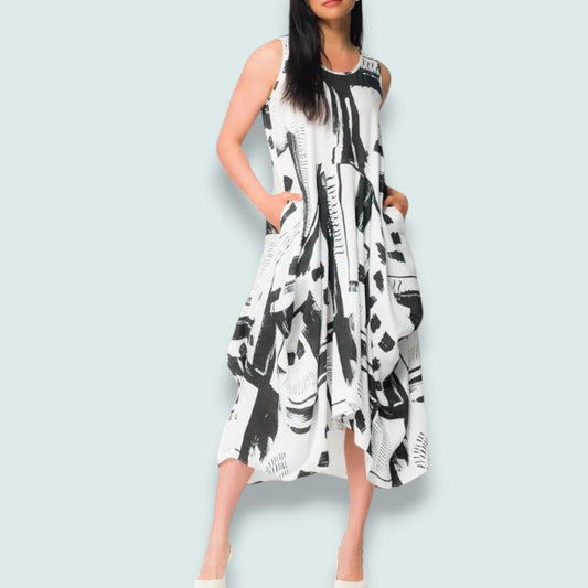 Elena Wang - Modern Muse Abstract Midi Dress