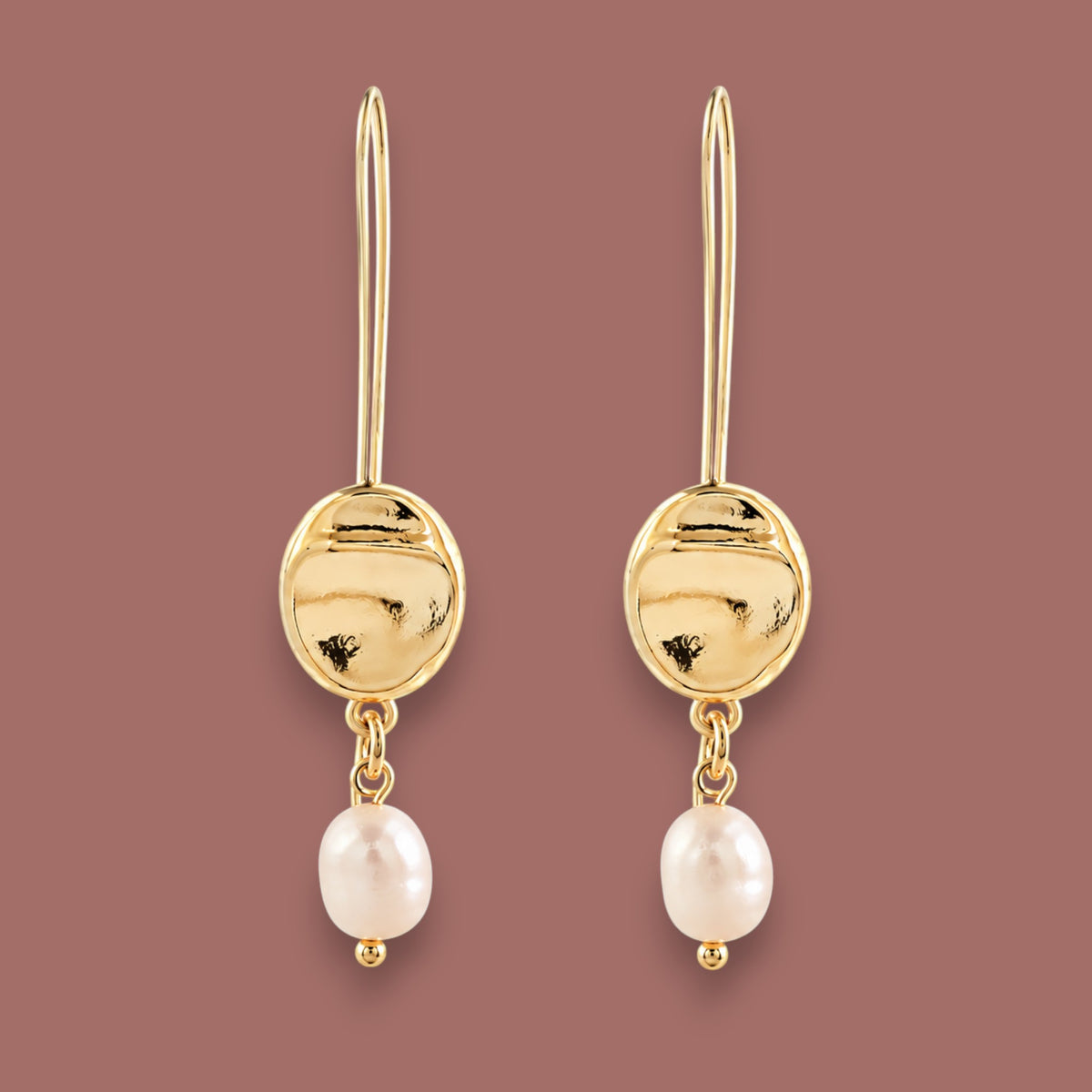 Merx - Disc & Pearl Drop Earrings