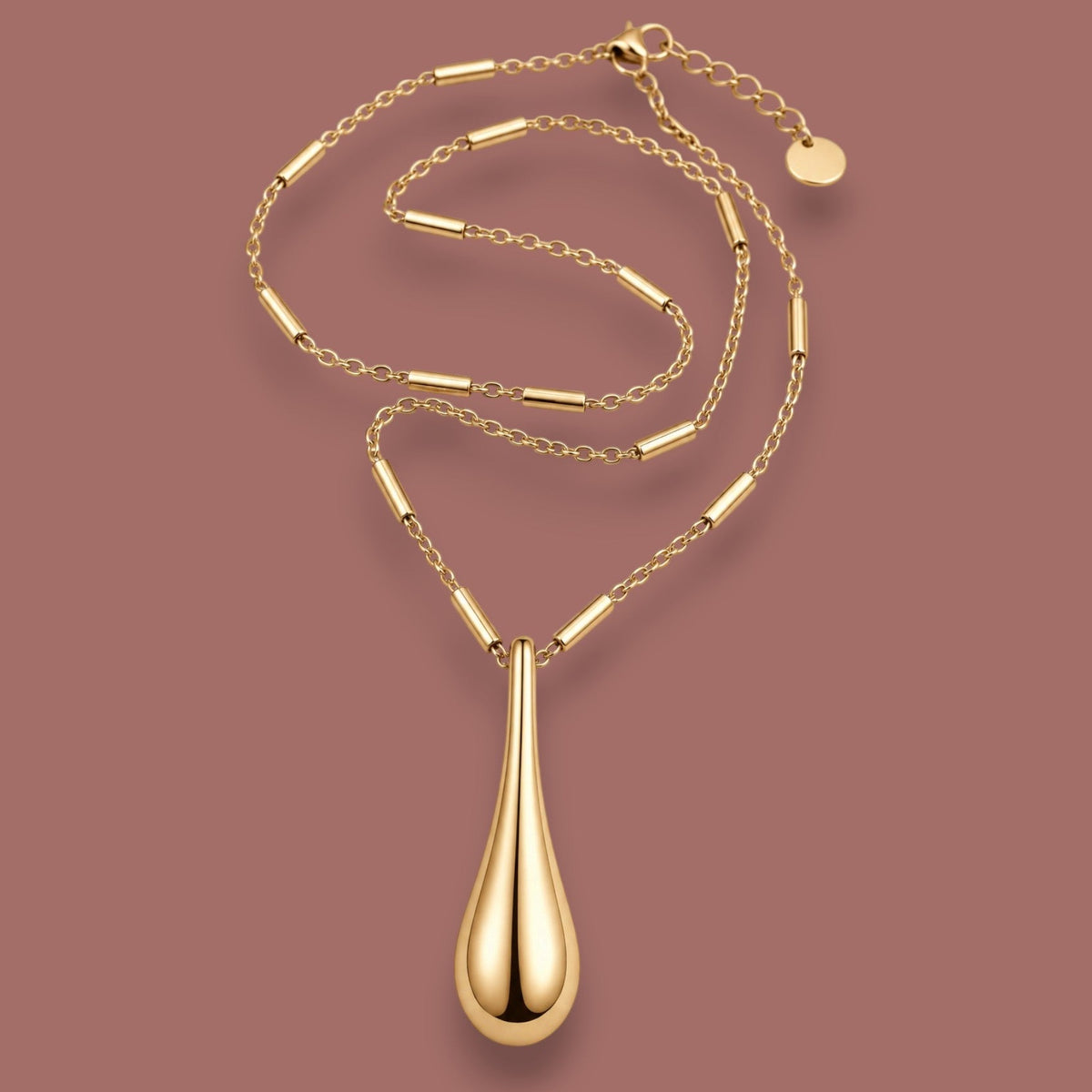 Caracol - Sculpted Teardrop Long Pendant Necklace