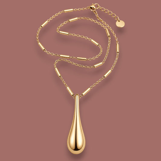 Caracol - Sculpted Teardrop Long Pendant Necklace