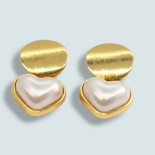 Audrey's - Golden Glow Pearl Heart Stud Earrings
