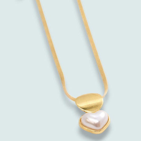Audrey's - Golden Radiance Pearl Heart Pendant Necklace