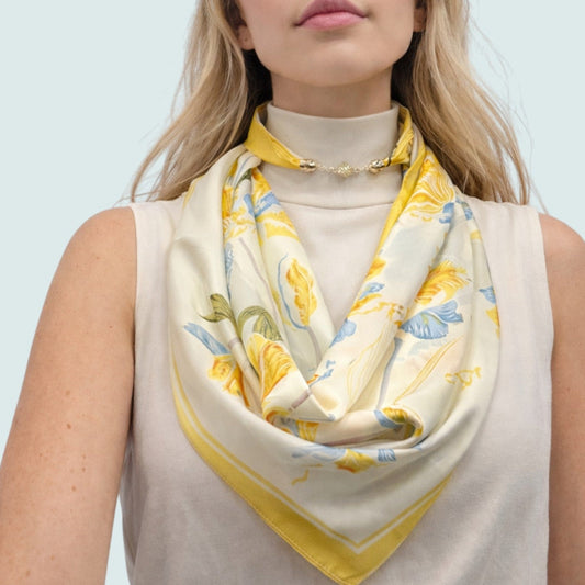 Red Coral - Golden Garden Whisper Magnetic Scarf