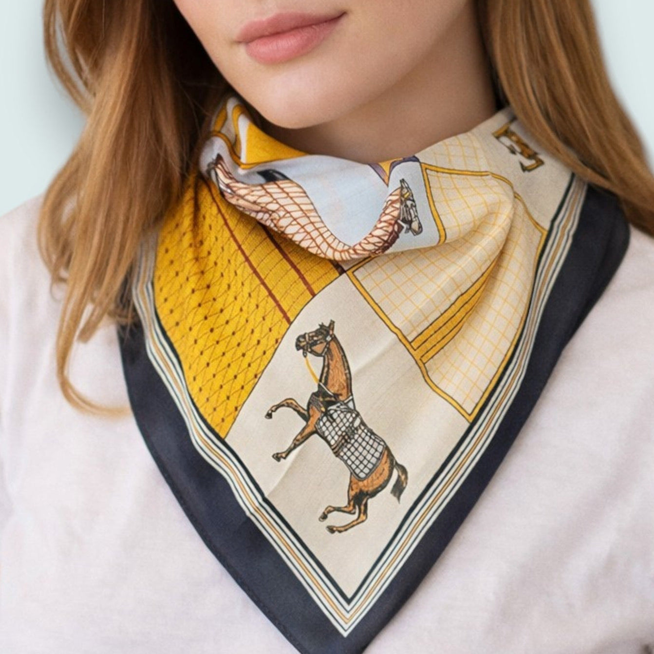 Red Coral - Equestrian Print Scarf
