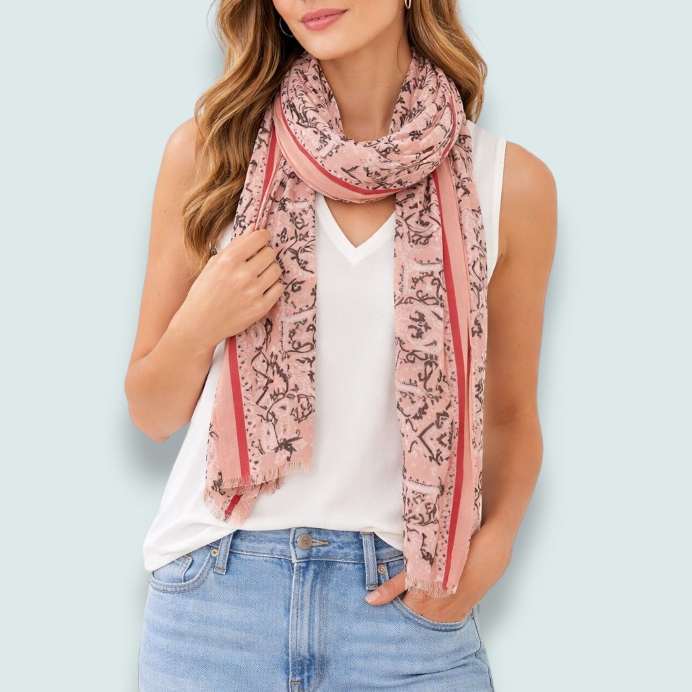 Fraas - Paisley Border Lightweight Scarf