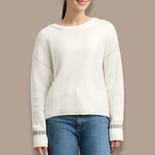 Hatley - Contrast Trim Waffle Knit Sweater