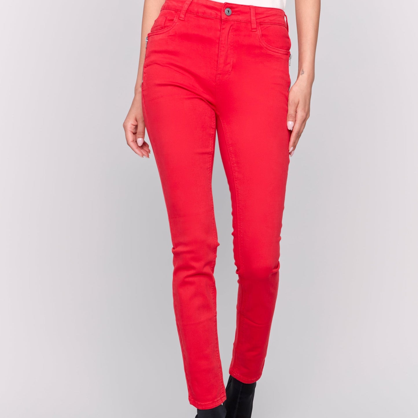 Charlie B - Denim Pants with Zipper Pocket Detail