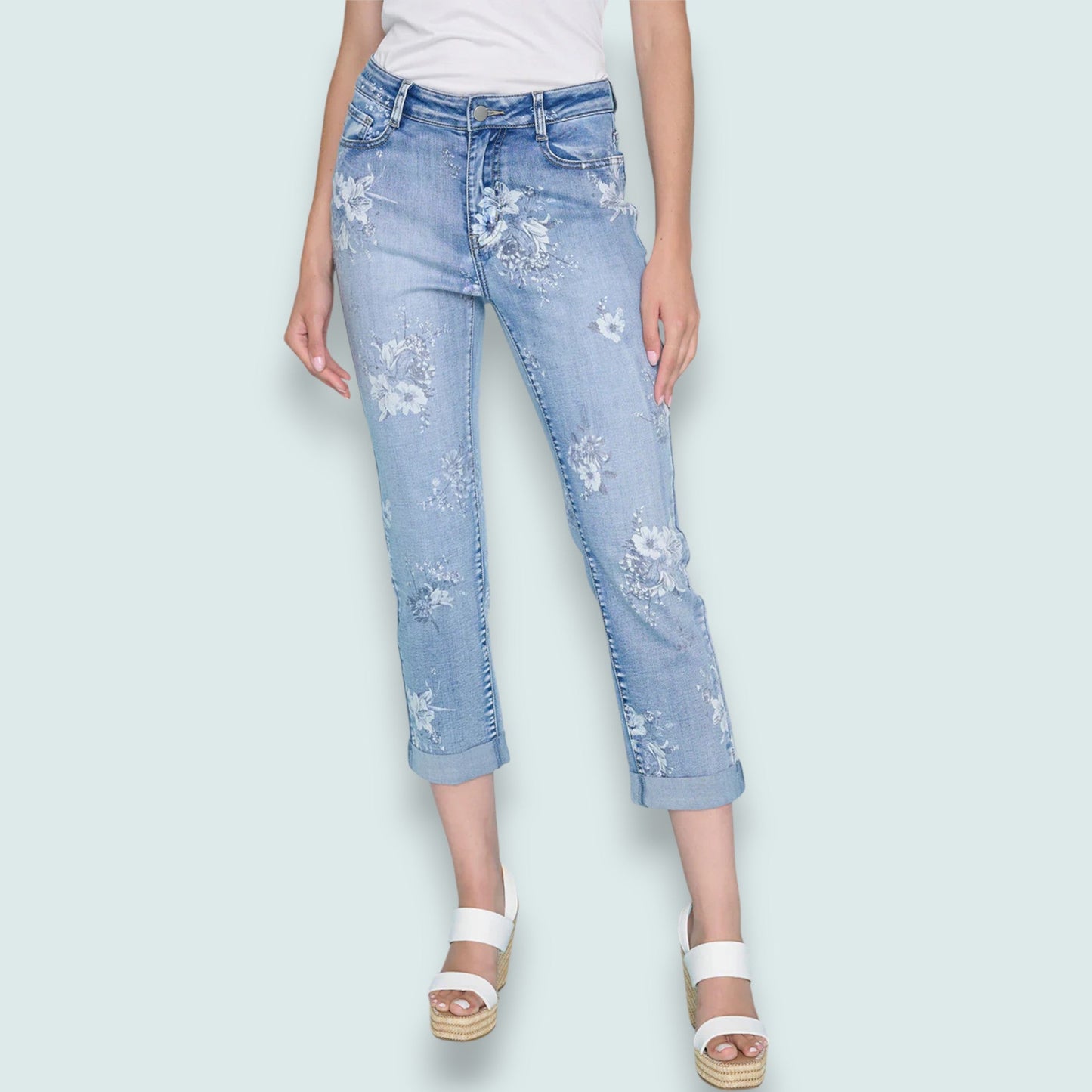 Picadilly  - Printed Cropped Cuffed Jeans