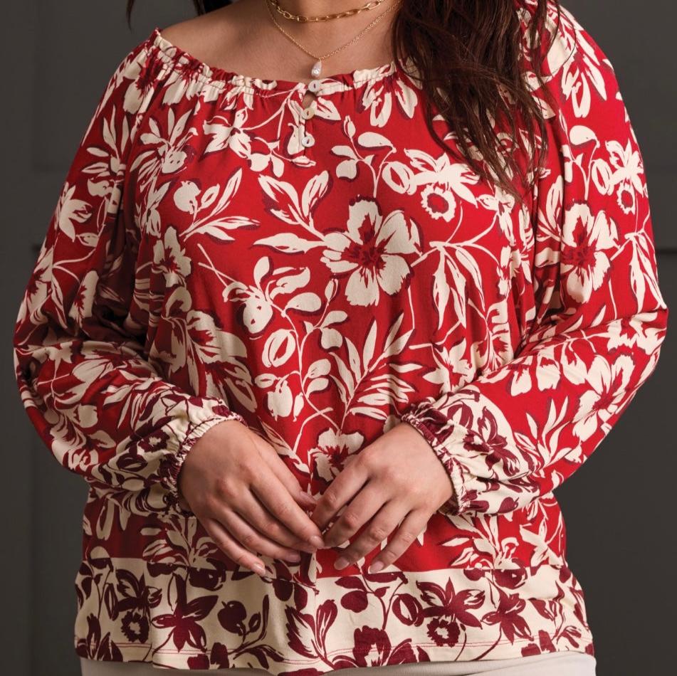 Tribal - Printed Peasant Top (Plus Size)