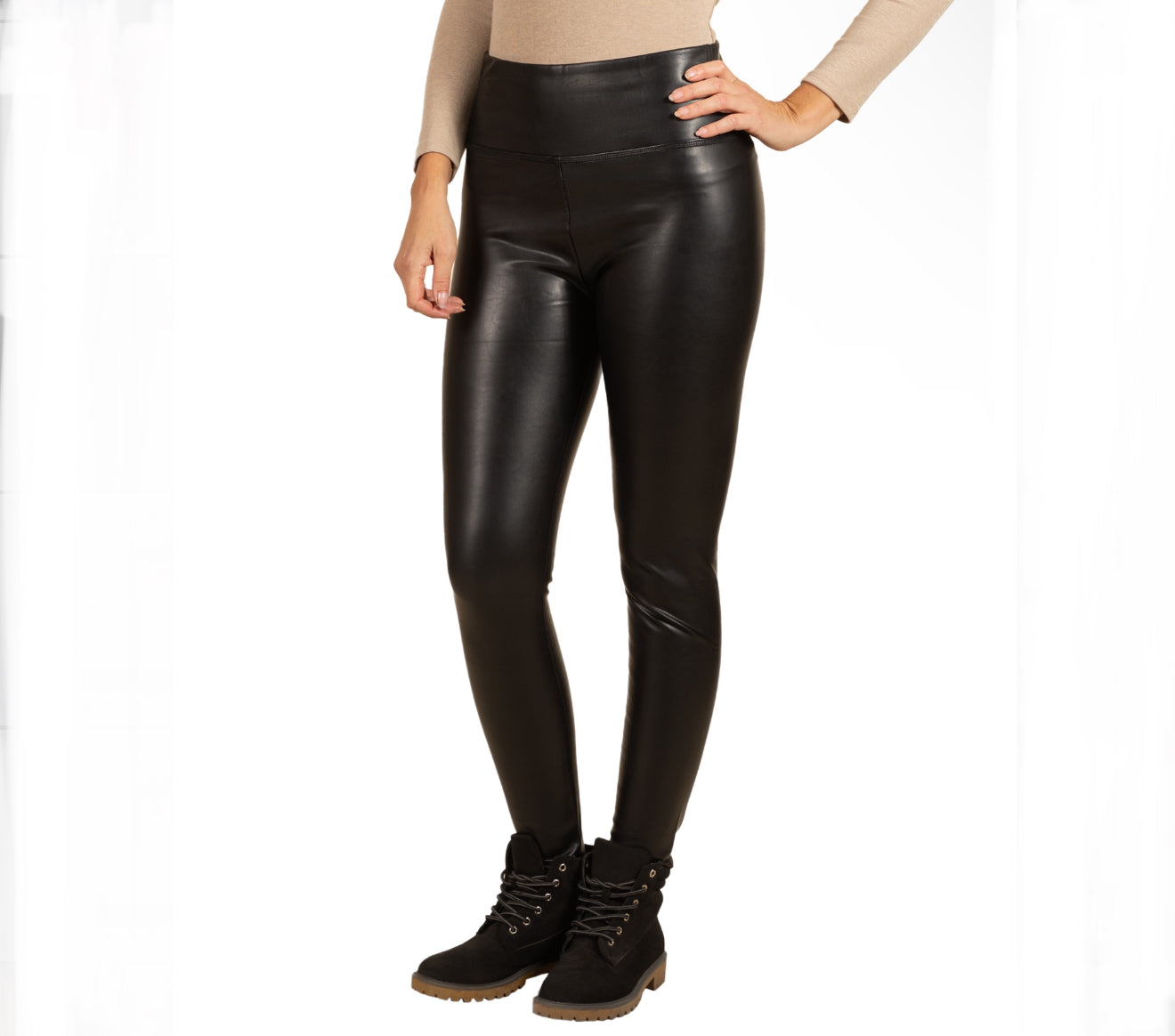 Angela Mara - Pull-On Pleather Wide Band Legging