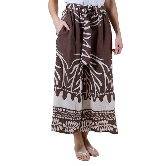 Angela Mara - Printed Culottes with Tie Waist