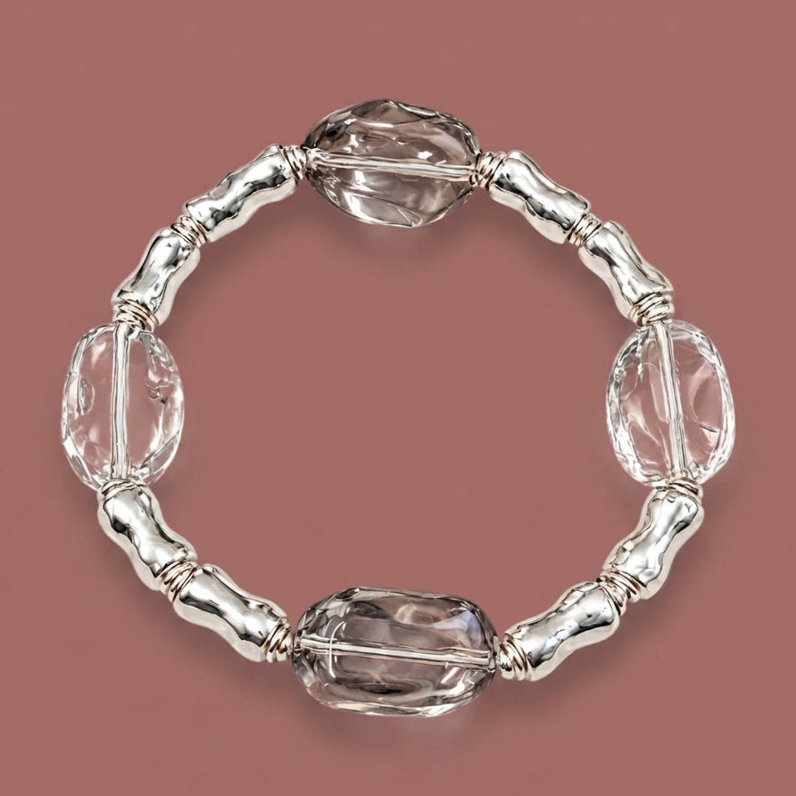 Merx - Smoky Bead & Sculpted Link Bracelet