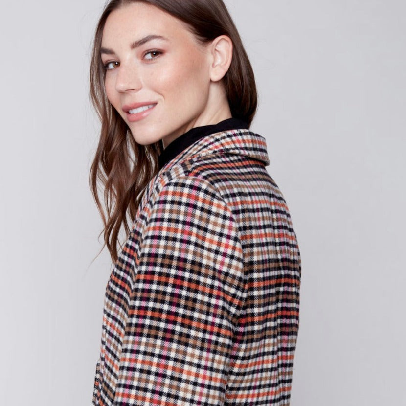 Charlie B - Plaid Blazer With Button