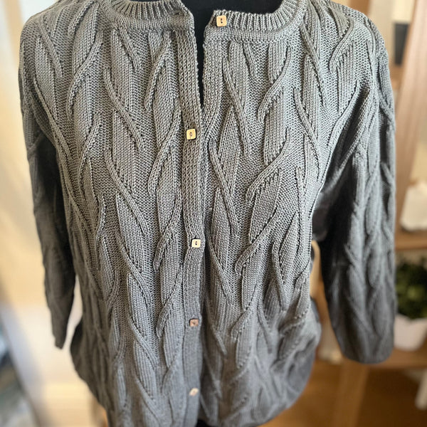 Skovhuus - 3/4 Sleeve Button Up Knit Sweater