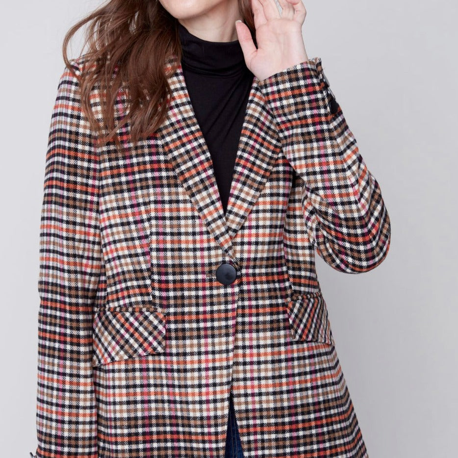 Charlie B - Plaid Blazer With Button