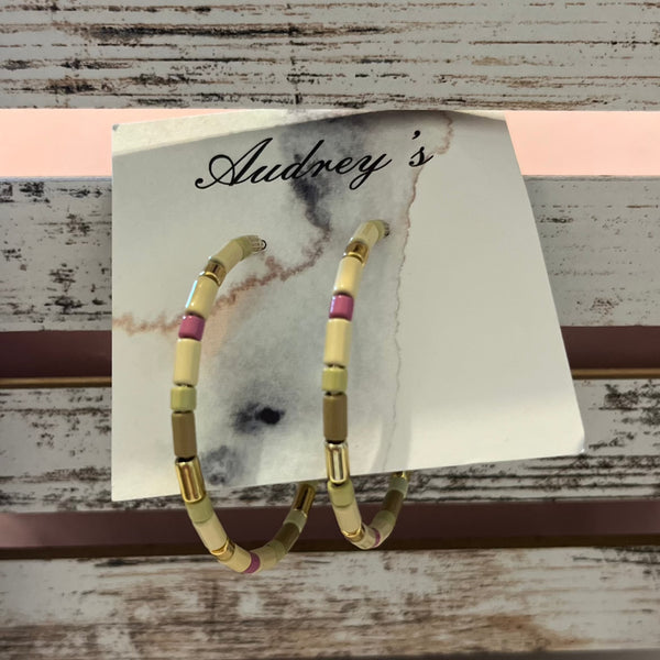 Audreys - Tri Color Beaded Hoops