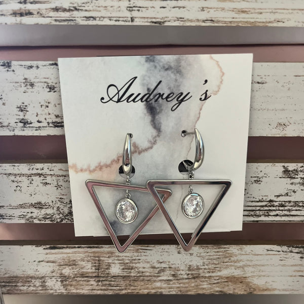 Audreys - Triangle Earrings With Bling