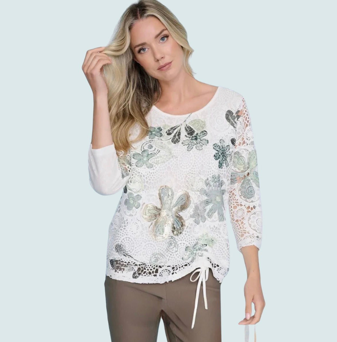 Picadilly - Floral 3/4-Sleeve Top