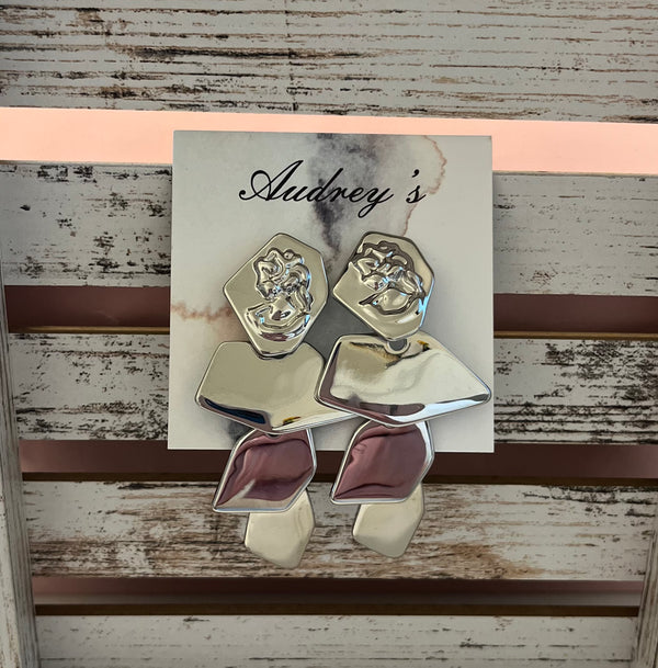 Audreys - Silver Stacked Face Earrings