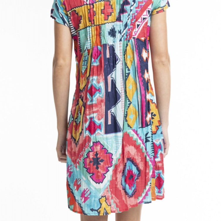 Orientique - Patterned V-Neck Dress