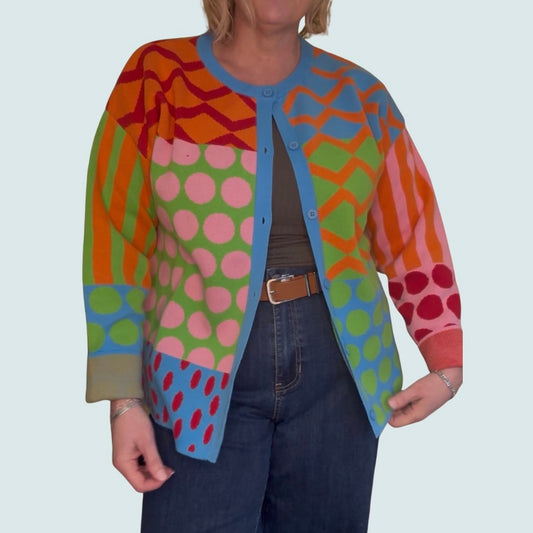 Funsport - Multi-Print Button Front Sweater