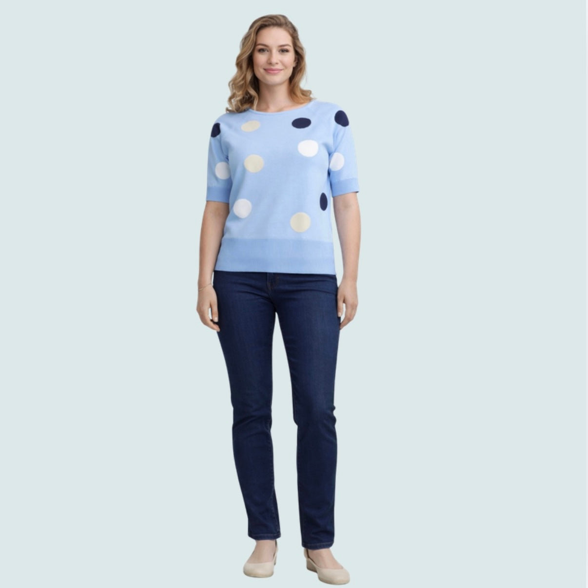 Sunday - Polka-Dot Short Sleeve Sweater