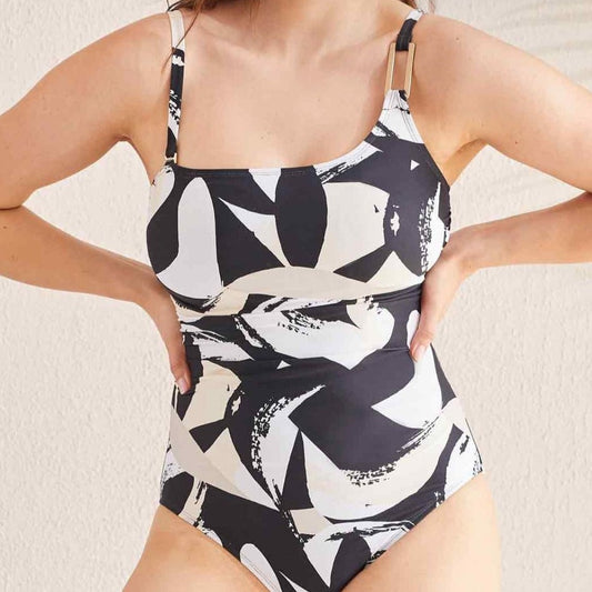 Tribal - Patterned One Shoulder Swimsuit