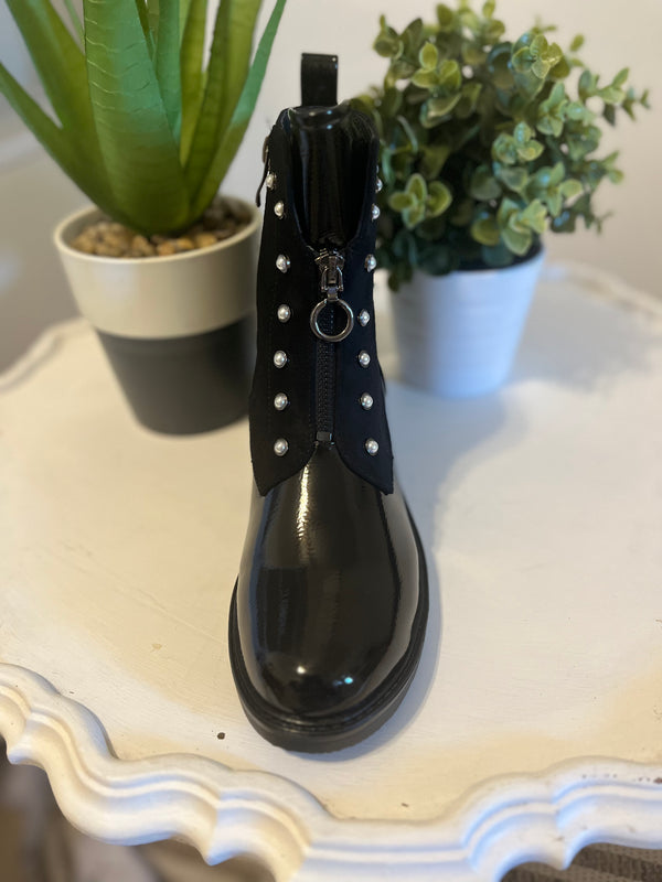 Aqua-Flex - Patent Boots With Pearls