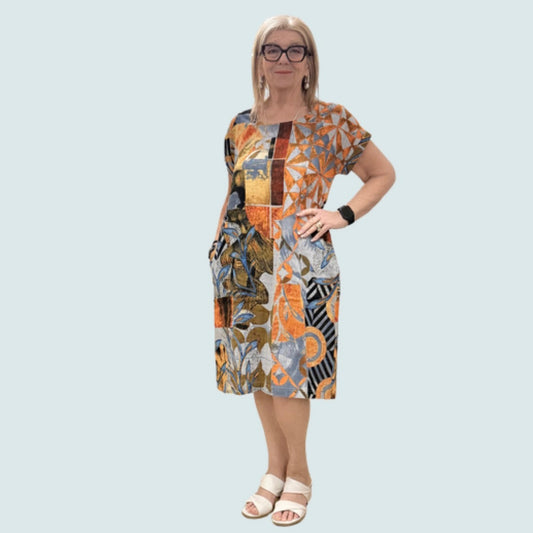 Orientique - Modern Patchwork Print Dress