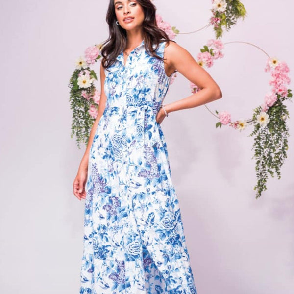 Elena Wang - Flower Print Sleeveless Dress
