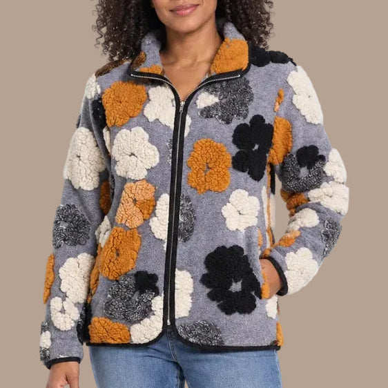 Goa - Textured Floral Zip-Front Jacket
