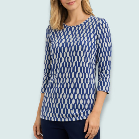 Tango Mango - Ocean Dot 3/4 Sleeve Top