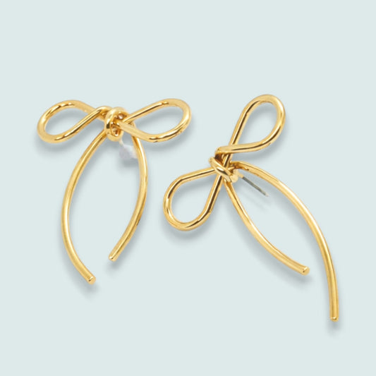 Audrey's - Golden Grace Bow Drop Earrings