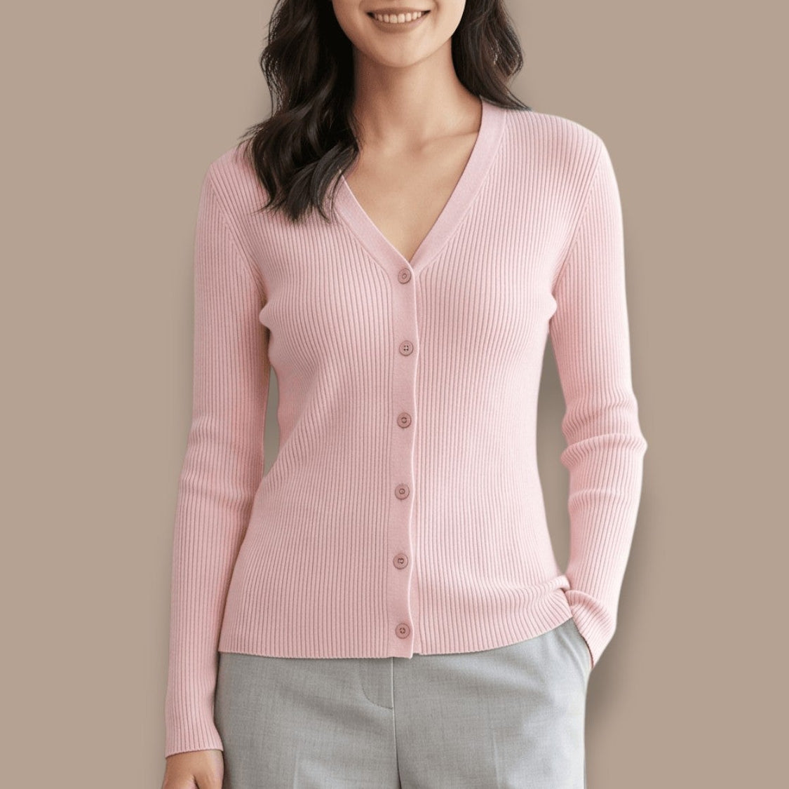 DKR - Long Sleeve Ribbed V-Neck Cardigan
