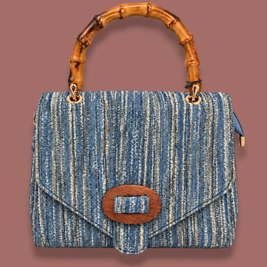 Vintage Decor - Woven Bamboo Handle Handbag