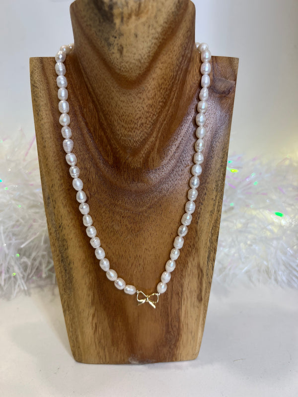 Merx - Pearl Necklace With Bow