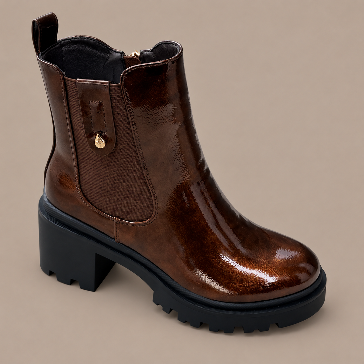 Aqua-Flex - Chunky Metallic Block Heel Bootie