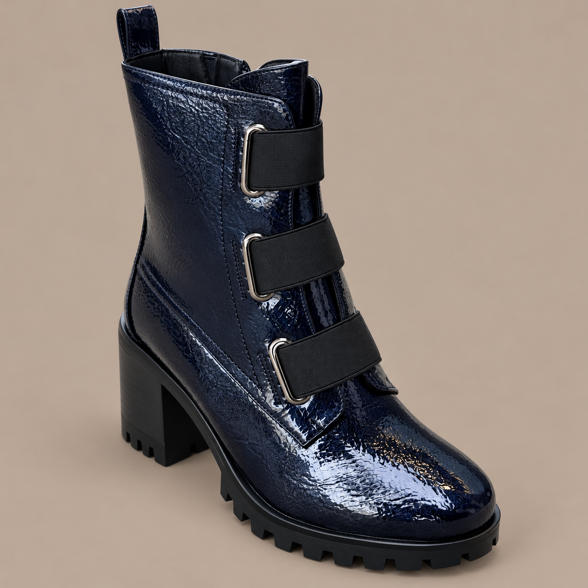 Aqua-Flex - Block Heel Patent Leather Bootie