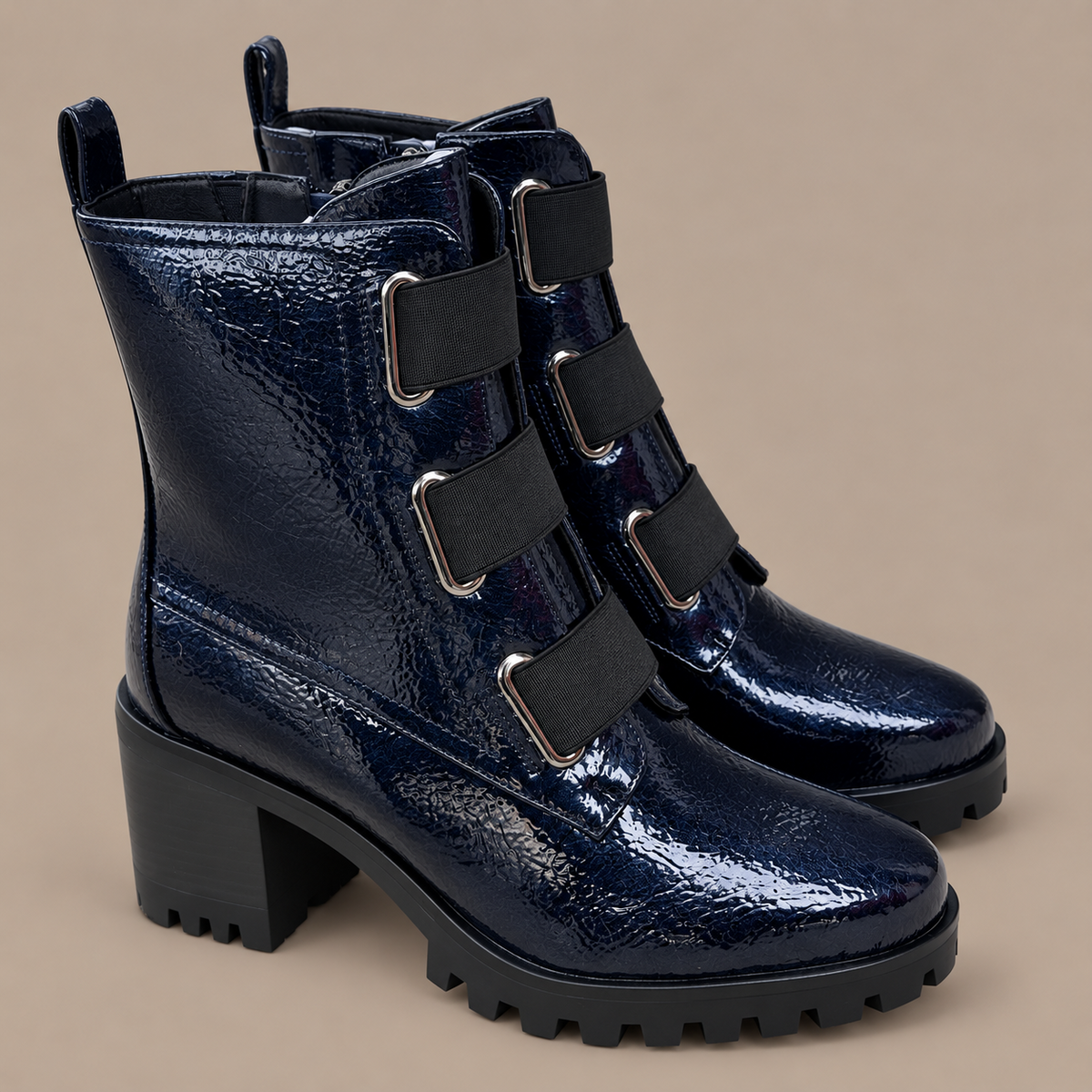 Aqua-Flex - Block Heel Patent Leather Bootie