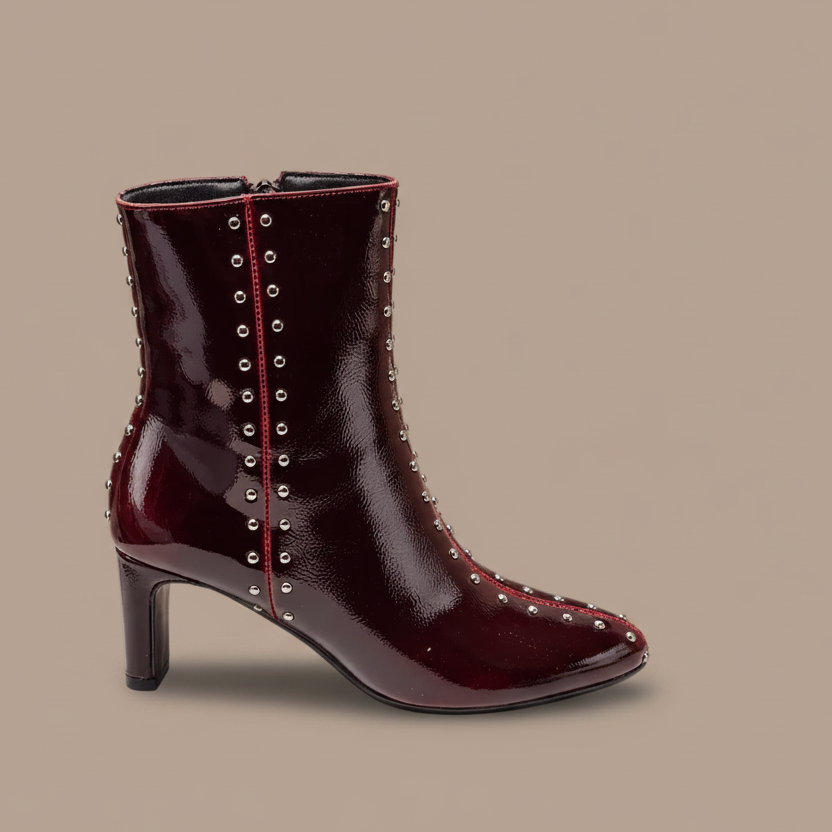 Little Empresses - Studded Patent Leather Calf-Bootie