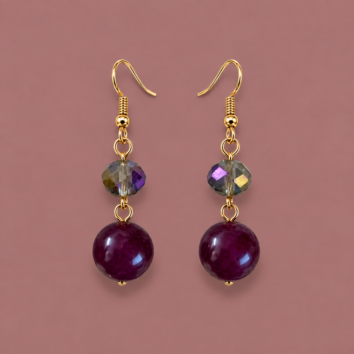 Red Coral - Beaded Drop Earrings