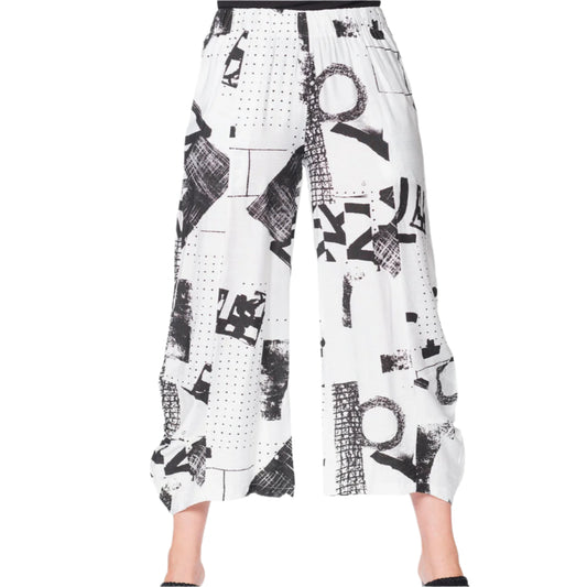 Minkas - Patterned Wide Leg Pants