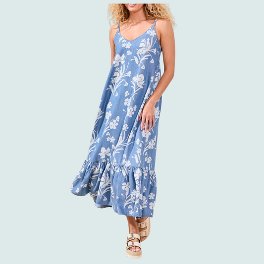 Tribal - Ruffle Skirt Sleeveless Dress