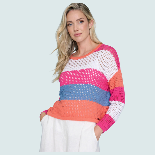 Picadilly - Hibiscus Multi Stripe Sweater