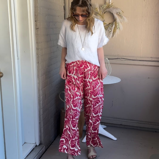 Angela Mara - Wide Leg Patterned Pants