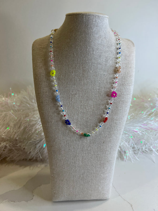 Merx - Beaded Necklace With Flowers